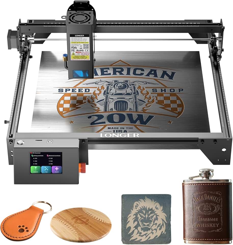 RAY5 Laser Engraver, Laser Engraver 20W Output Power, 3.5” Color Touch Screen, App Offline Control, DIY Engraver Tool for Metal/Glass/Wood Engraving Area 15.75