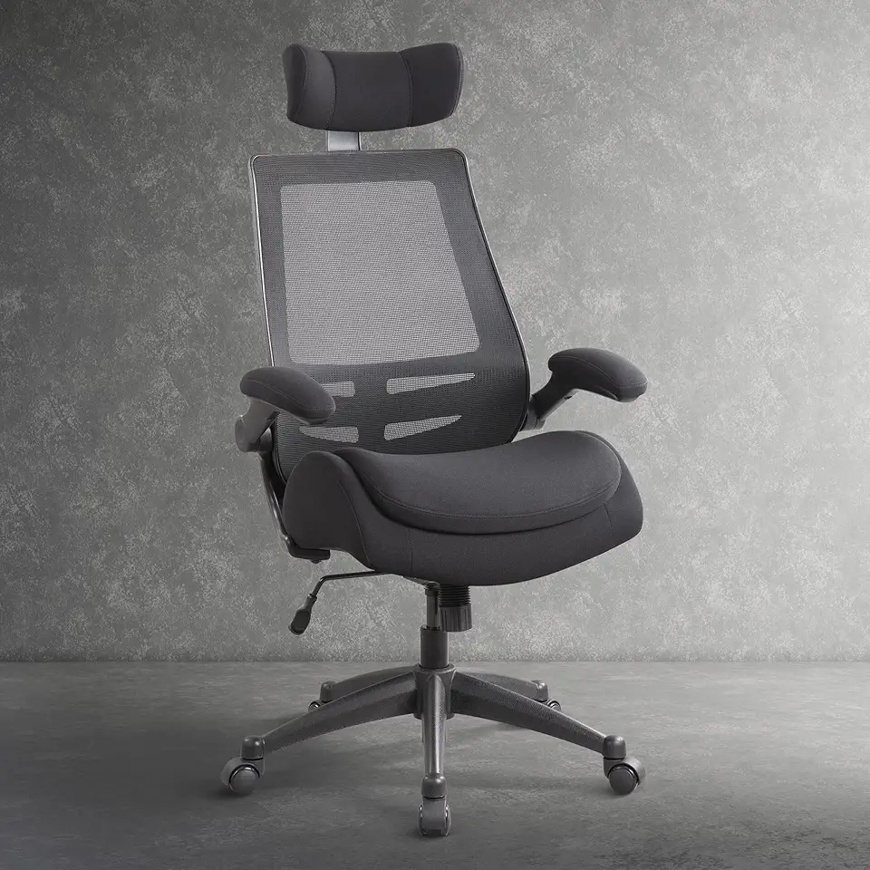 BOLISS High-Back Ergonomic Mesh Computer Office Desk Chair with Super Soft Adjustable Arms Molded Foam Double Seat Cushion and Lumbar Support -All in Black