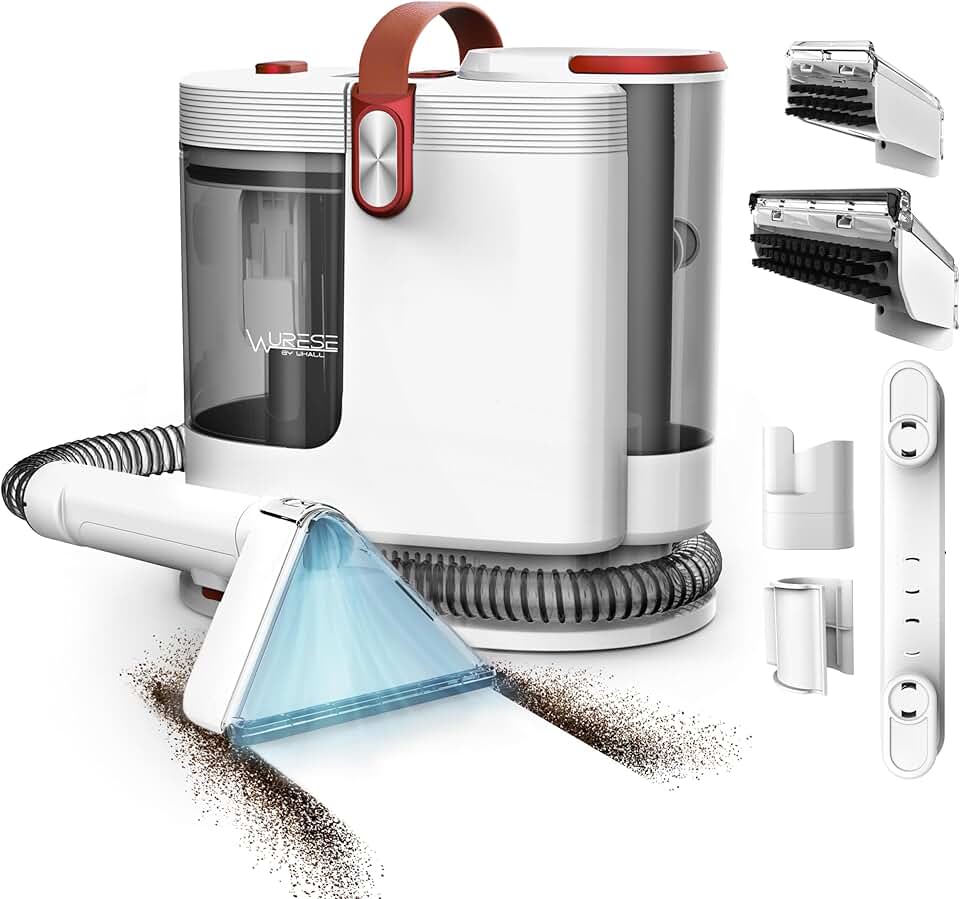 Portable Carpet Upholstery Cleaner, Carpet Cleaner Machine, Power Suction with 3 Tools, 54oz Large Water Tank, 16.4ft Power Cord, Spot Deep Cleaner for Carpet, Couches, Car, Scarlet