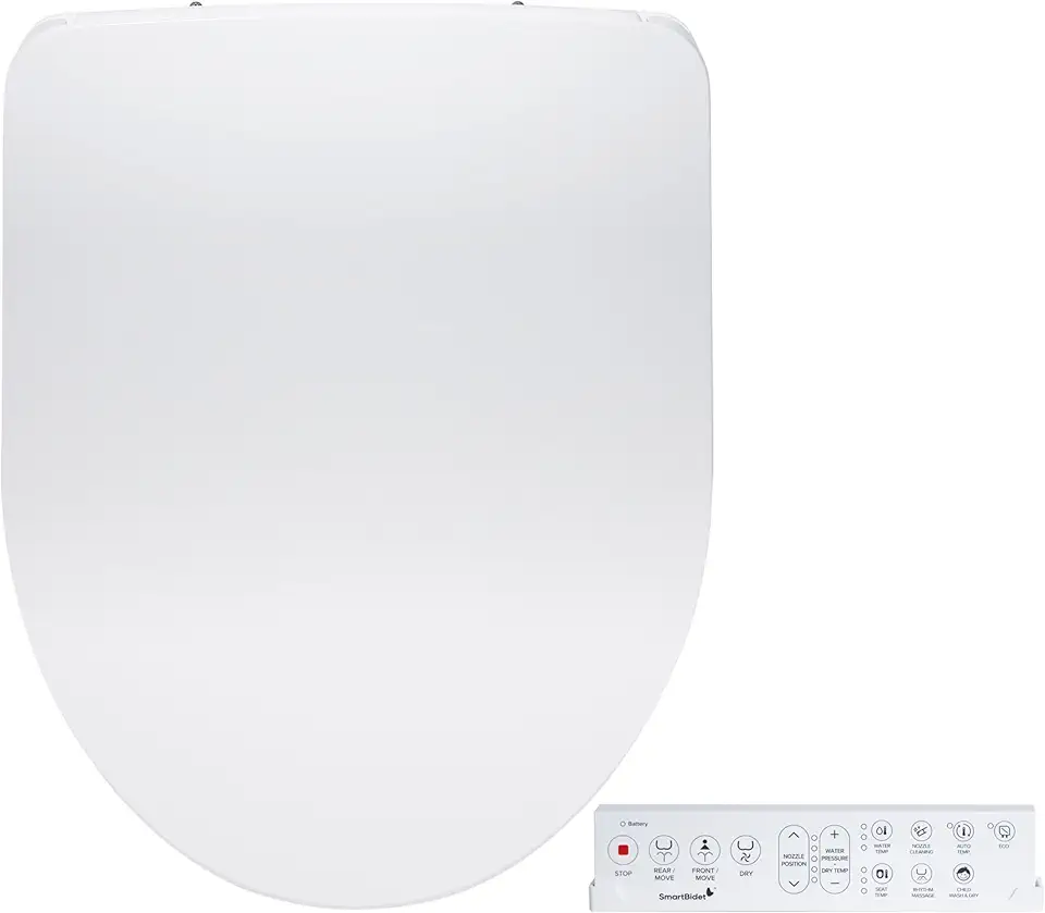 SmartBidet SB-1200RR Electric Bidet Toilet Seat for Round Toilets with Remote control, Premium Unlimited Hot Water with Night Light