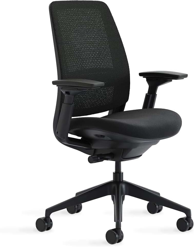 Steelcase Series 2 Office Chair - Ergonomic Work Chair with Wheels for Hard Flooring - with Back Support, Weight-Activated Adjustment & Arm Support - Adjustable Rolling Chairs for Desk - Licorice
