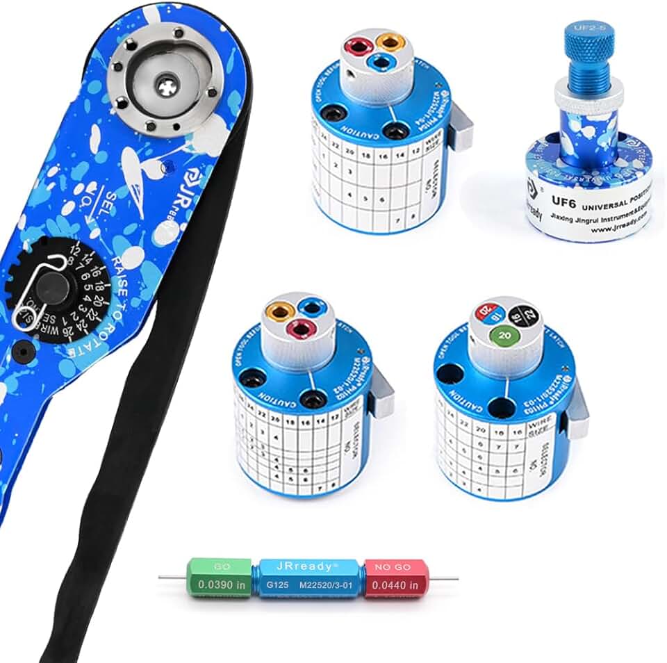 JRready JST1515-ASF1 M22520/1-01 Crimping Tool Kit MIL Connector Barrel Terminal Heavy Duty Wire Crimper NEW-ASF1 & PH102 PH103 PH104& UF6-UF2-5 M22520/1-05 Positioner G125 for 12-26 AWG wire harness