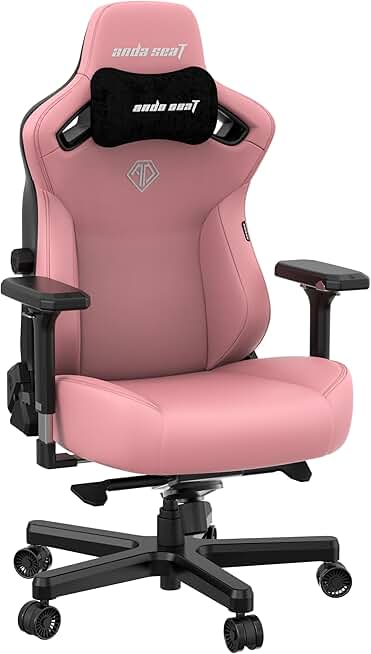Anda Seat Kaiser 3 Large Gaming Chair for Adults - Ergonomic Pink Leather Gaming Chairs with Lumbar Support, Comfortable Office Chair with Neck Support - Heavy Duty Computer Chair Wide Seat Capacity