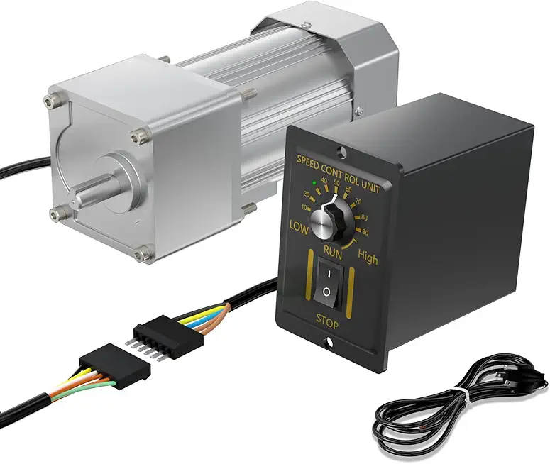 Electric 110V AC Motor with Gearbox, 120W Variable Speed Motor 280RPM(5k), Reversible Single Phase Gear Motor Shaft Dia 12mm with Speed Controller