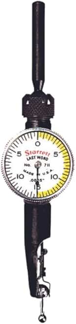 Starrett 711 Last Word Dial Test Indicator with Universal Shand and Friction Holder - White Half Shaded, .030