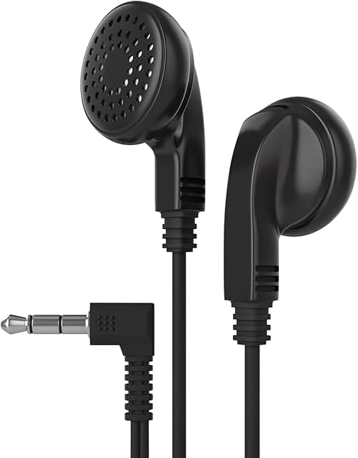 Maeline Bulk Earphones with 3.5 mm Headphone Plug - 1000 Pack Wholesale Bundle - Black