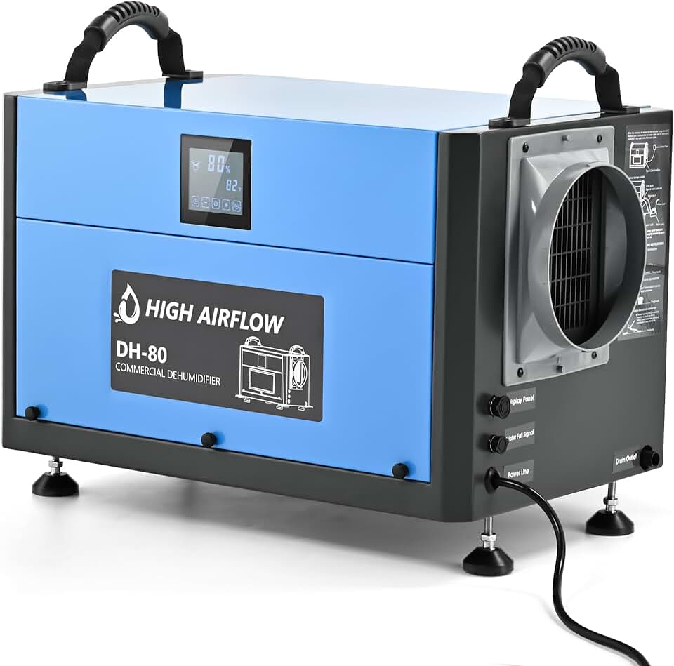 EUHOMY 160 Pint Crawl Space Dehumidifier with Drain Hose, Dehumidifier for Home and Basement, Dehumidify Up to 7000 Sq.Ft Commercial Dehumidifier, Timer on/off, Automatic Dehumidification