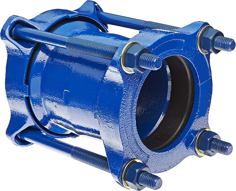 Ductile Iron Pipe Coupling, Universal, Epoxy Coated Steel Bolt, 4 Bolts, 5