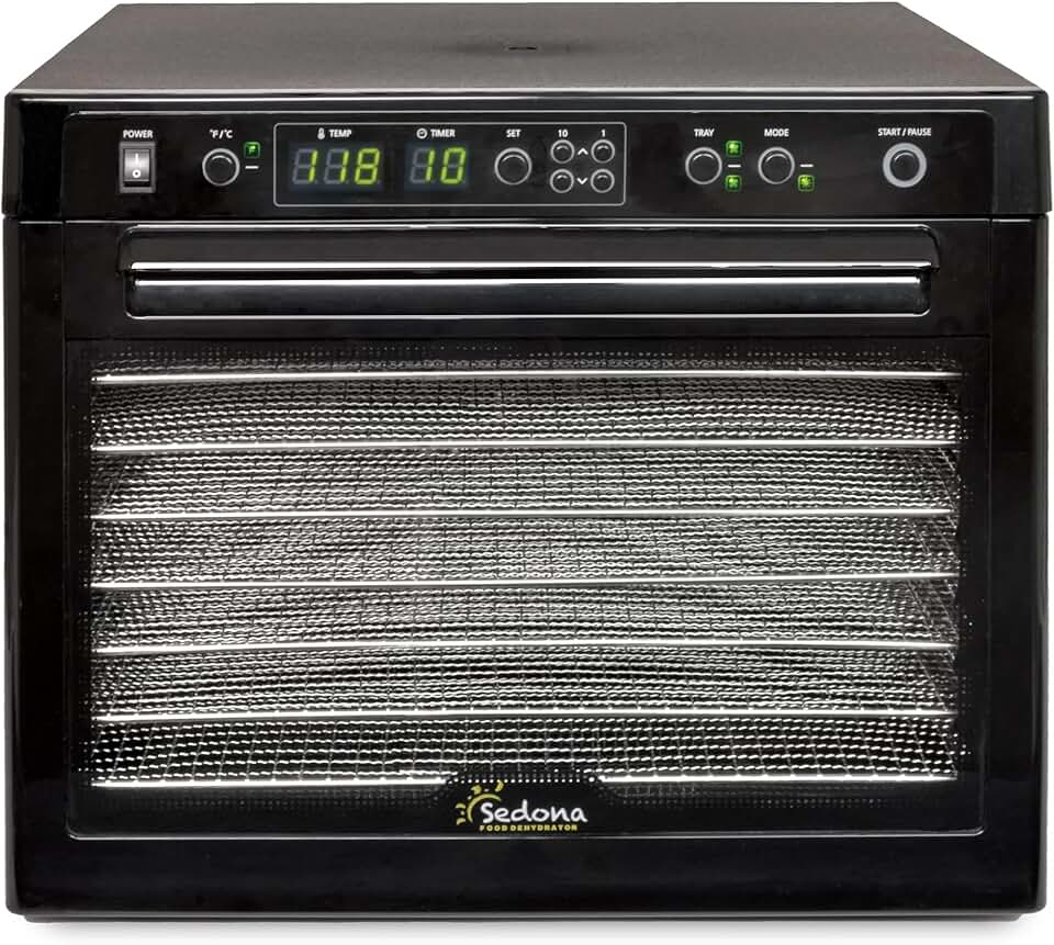 Sedona Classic SD-S9000-B Digital Food Dehydrator, Black with Stainless Steel Trays