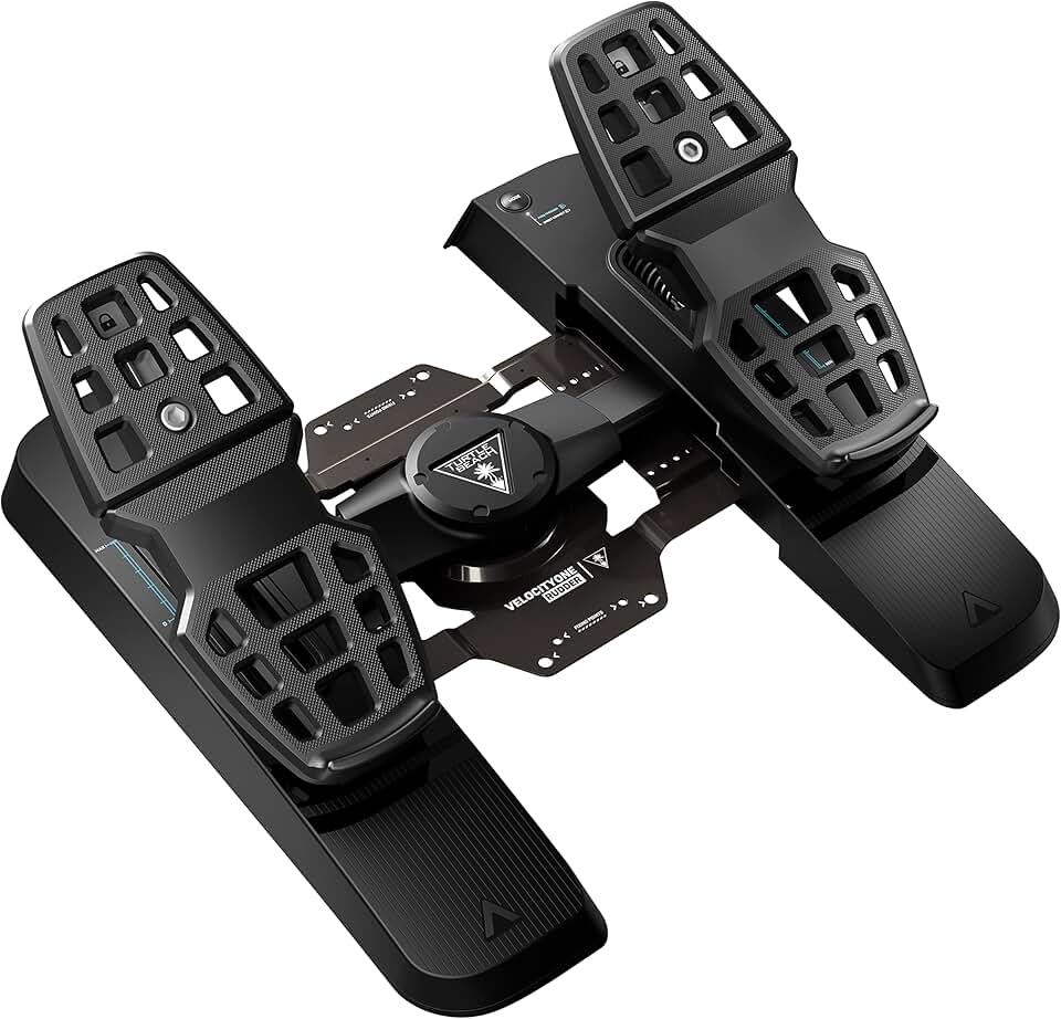 Turtle Beach VelocityOne Universal Rudder Pedals for Windows 10 & 11 PCs, Xbox Series X, Xbox Series S, and Xbox One Featuring Smooth Rudder Axis, Adjustable Brakes and Pedal Width – Black