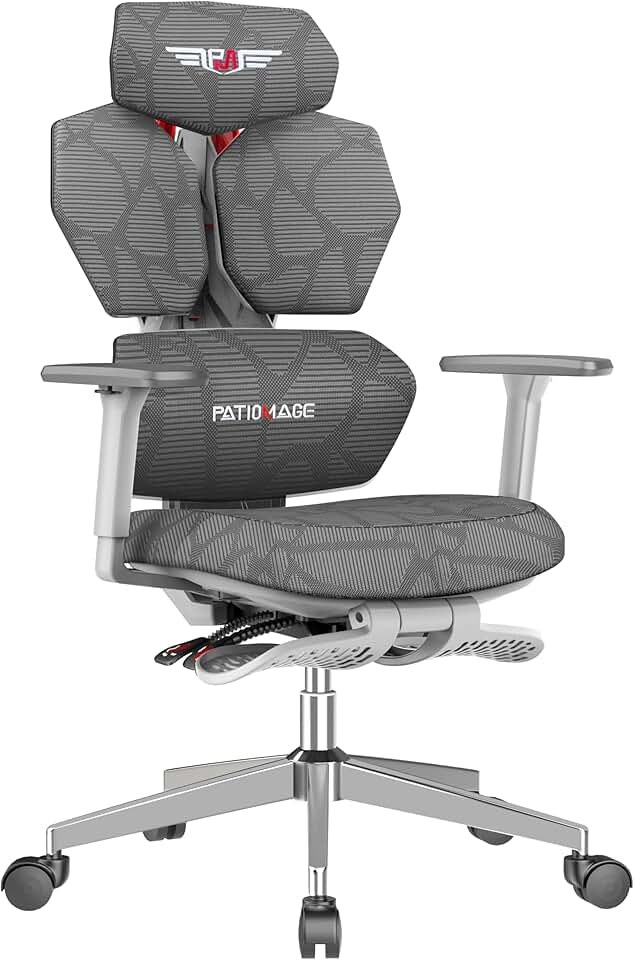 Ergonomic Gaming Chair with Footrest Big and Tall Game Chair Reclining Gamer Chair with Adjustable Lumbar Support & 3D Armrests High Back Gaming Chairs for Adults Light Grey