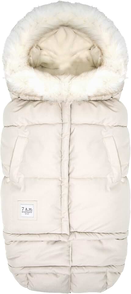 7AM Enfant Stroller Blanket 212 - Adjustable Baby Car Seat Zipped Blanket for Babies Winter, Unisex Multi Purpose Fleece Lined Warm Hooded Toddler Footmuff Water Repellent | (6M - 4T)