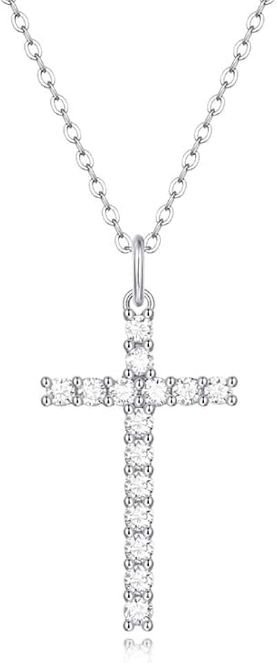 Divine 0.9 Carat Diamond Cross Necklace, VVS1 D Color, Pristine Craftsmanship in 14K White Gold - Elegant Expression of Faith and Luxury