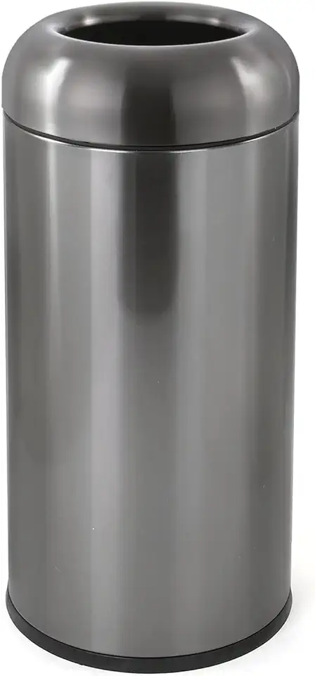 Dyna-Living Stainless Steel Trash Can Outdoor Large Garbage Can with Lid Open Top Trash Bin Commercial Big Kitchen Garbage Bin Industrial Metal Trash Enclosure (Black)