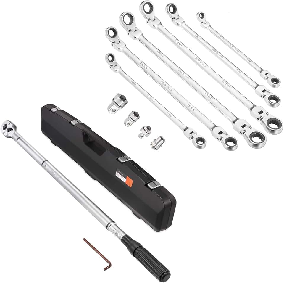 6-Piece Extra Long Flex-Head Ratcheting Wrench Set & 3/4-inch Drive Click Torque Wrench