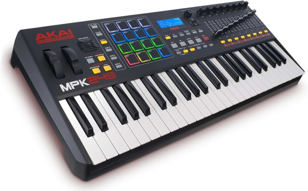 AKAI Professional MPK249 - USB MIDI Keyboard Controller with 49 Semi Weighted Keys, Assignable MPC Controls, 16 Pads and Q-Links, Plug and Play
