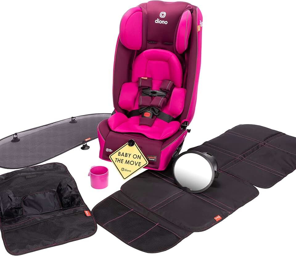 Radian 3RXT Bonus Pack,4-in-1 Convertible Car Seat,Extended Rear and Forward Facing,10 Years 1 Car Seat,Slim Fit 3 Across,with 6 Accessories Inc. Baby Car Mirror,Car Seat Protector,Purple