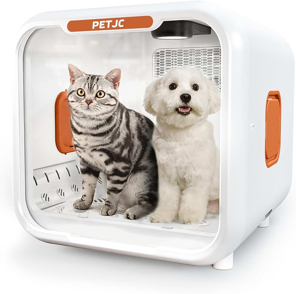 Automatic Pet Dryer Box for Cats and Small Dogs,Ultra Quiet Dog Hair Dryer 71L Capacity with Smart Temperature Control and 360 Drying (orange-plus)