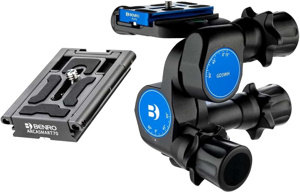 GD3WH 3-Way Geared Head with Additional ArcaSmart70 Plate (GD3WHACS70)