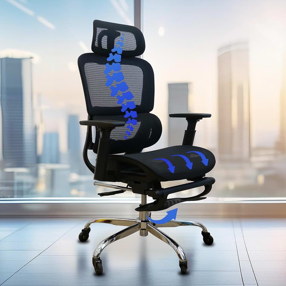 Desk Ergonomic Executive Office High Chair Low Back Lumbar Support Neck Pain Adjustable Height Gaming Chair Comfy for Adults and Kids Heavy Weight up to 400 lb with Silicon Wheels