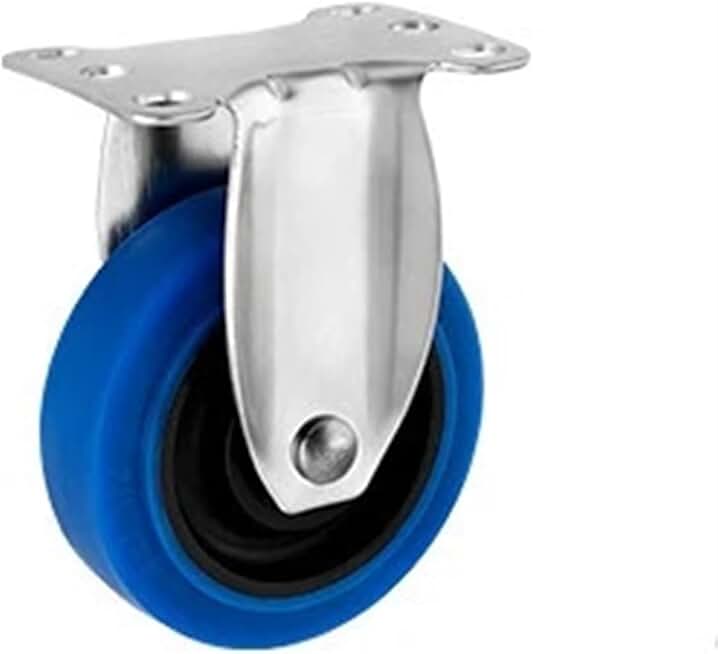 3/4/5 Inch Medium Blue TPR 304 Stainless Steel Casters Twin Shaft Rubber Universal Roller Silent Wheel Caster 300KG 4Pcs(Color:Fixed,Size:3 Inch)