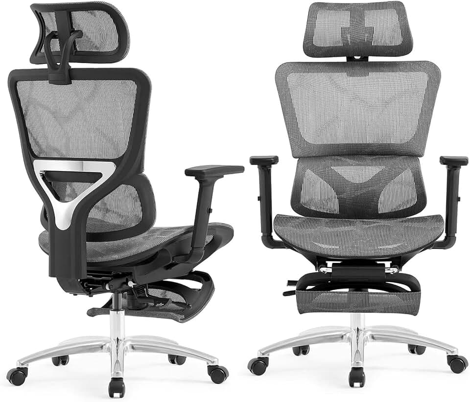 Ferral Ergonomic Office Chair, High Back Mesh Office Chair with Adaptative Lumbar Support, 3D Adjustable Armrest & Seat Depth, Rolling Desk Chair with Tilt Function, Adjustable Headrest (Dark Gray)