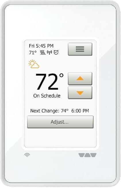 Ditra-Heat-E-WiFi Thermostat with Floor Sensor - Ideal for Home Floor Heating - Programmable Touchscreen, Energy Monitoring, App-Controlled, Smart Home Integration - DHERT104/BW
