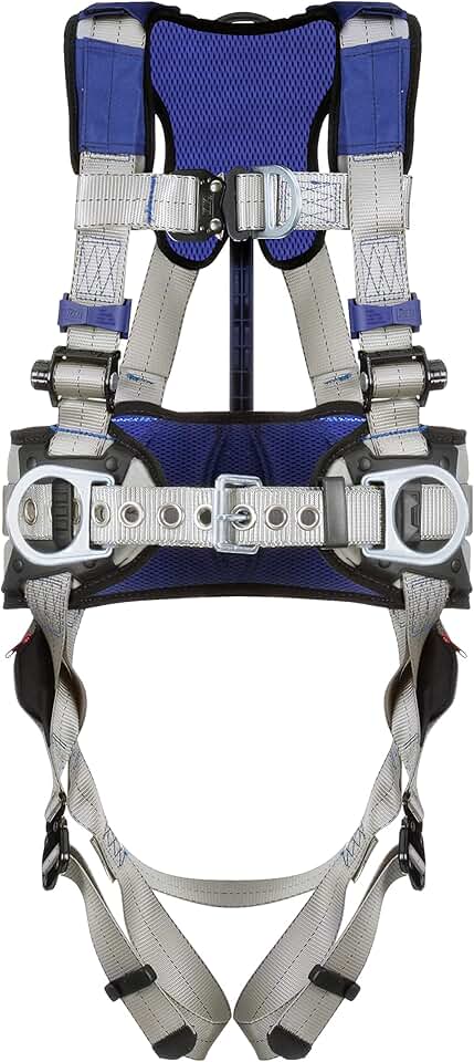 3M DBI-SALA ExoFit X100 Weight Distribution Comfort Construction Safety Harness Fall Protection, with Body Belt, Back and Hip Padding, Multiple D-Rings, Quick Connect Chest and Leg Buckles, 1401055, S