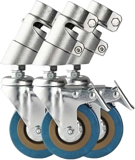 3Pcs 3 Inch Photography Magic Leg Universal Caster Wheel C-frame Studio Sleeve with Brake Stainless Steel Lamp Frame Top