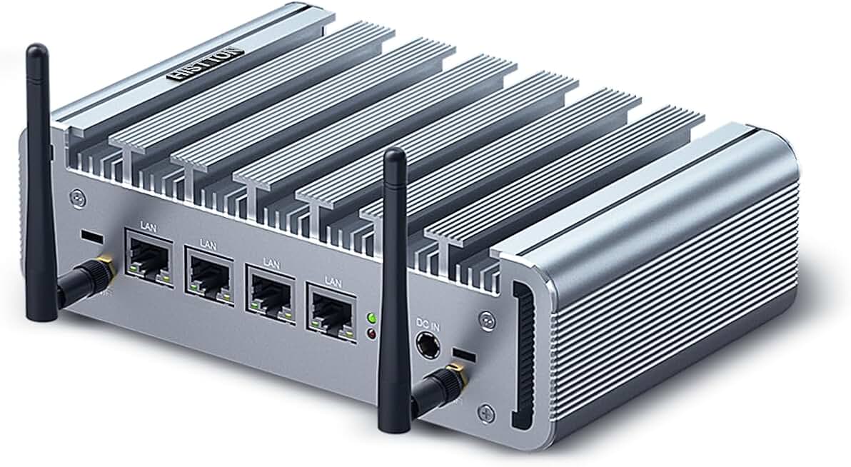 Firewall OPNsense Micro Firewall Appliance Fanless PC 2.5GbE LAN Gigabit Celeron J4125 Router PC, 8GB RAM 128GB SSD, OPNsense Firewall PC AES-NI, HD, VGA, SIM Slot, Compatible with Pfsense