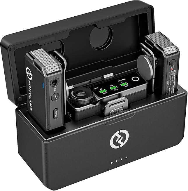 Hollyland Lark Max Wireless Lavalier Microphone System with Professional ENC, Studio Quality Audio, 22H Duration, 820ft(250m) Range, Compatible with DSLR Camera, iPhone, Android, PC-Black