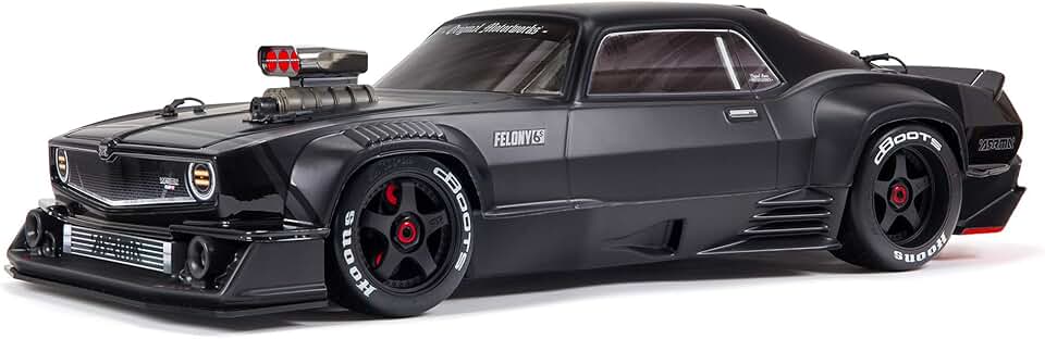 1/7 Felony 6S BLX Street Bash All-Road Muscle Car RTR (Ready-to-Run Transmitter and Receiver Included, Batteries and Charger Required), Black, ARA7617V2T1