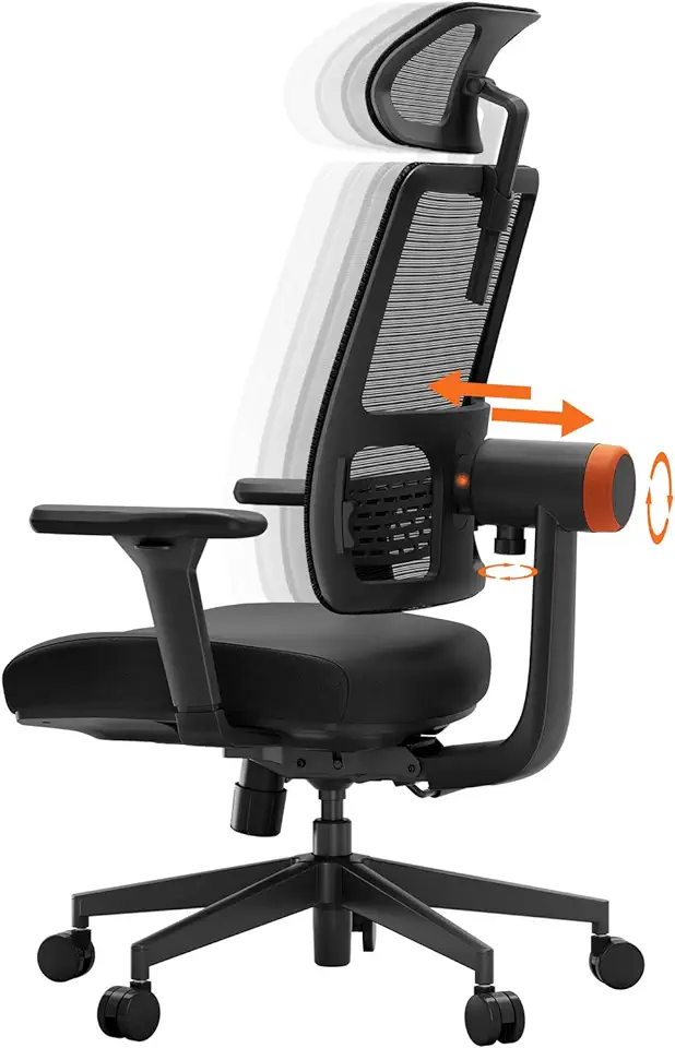 Newtral Ergonomic Home Office Chair, High Back Desk Chair with Unique Adaptive Lumbar Support, Adjustable Headrest, Seat Depth Adjustment, 96°-126° Tilt Function, 4D Armrest Recliner