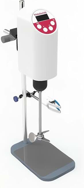 Fristaden Lab Overhead Stirrer for Cosmetic Formulators | Electric Stirrer 180 W Digital | 50,000 mPa-s | High-Efficiency Laboratory Stand Stirrer with Display