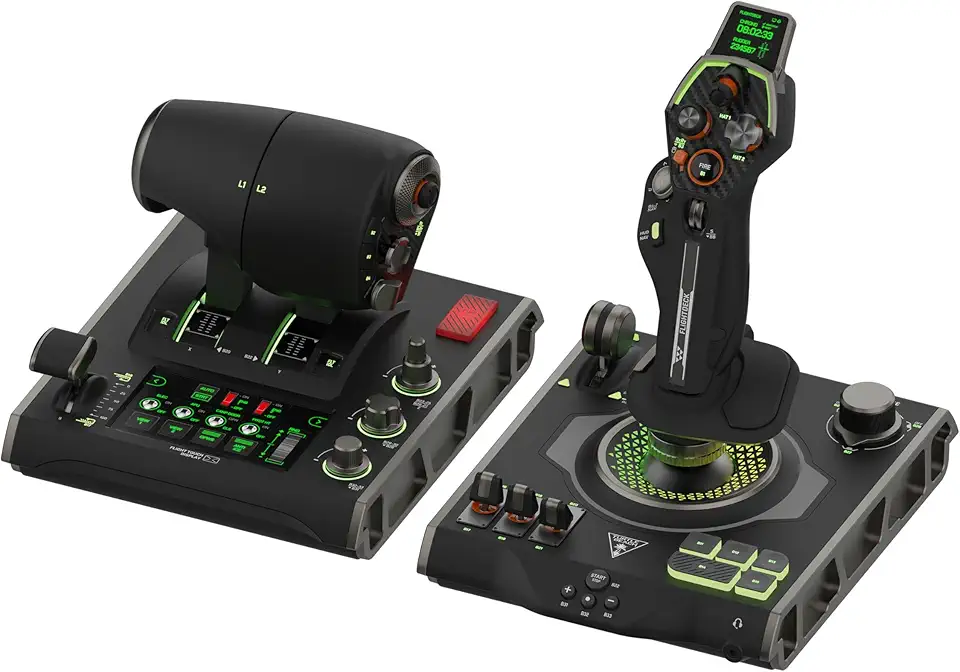 Turtle Beach VelocityOne Flightdeck Universal HOTAS Simulation System Joystick & Throttle for Air & Space Combat Simulation For Windows 10 & 11 PCs – Touch Display & Buttons, 139 Programmable Controls