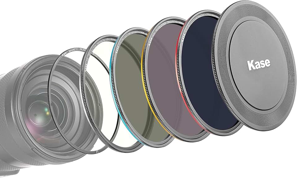 Kase Wolverine Revolution 82mm Pro ND Filter Kit Magnetic Shockproof Tempered Optical Glass w Color Coded Rings inc CPL ND8 ND64 ND1000 Lens Cap & Case