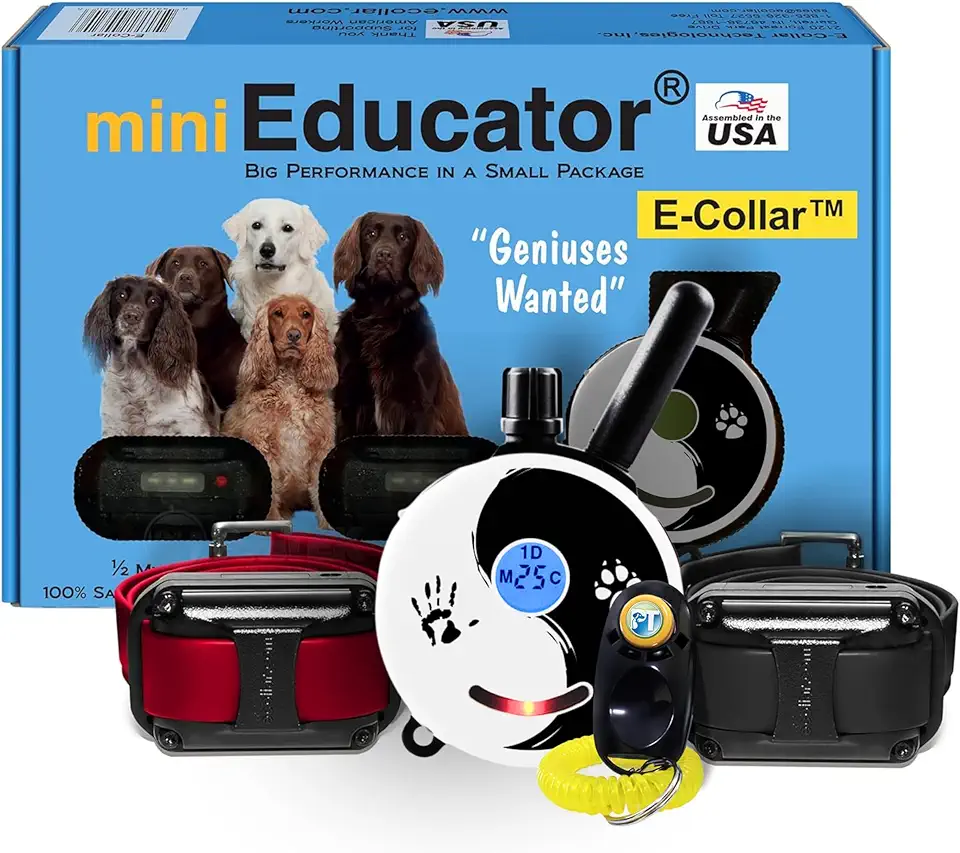 Mini Educator ET-302 Zen - 1/2 Mile Ecollar Dog Training Collar with Remote for Two Dogs - Small, Medium, Large Dogs - Static, Vibration & Tone Electric Training for Dogs by E-Collar Technologies