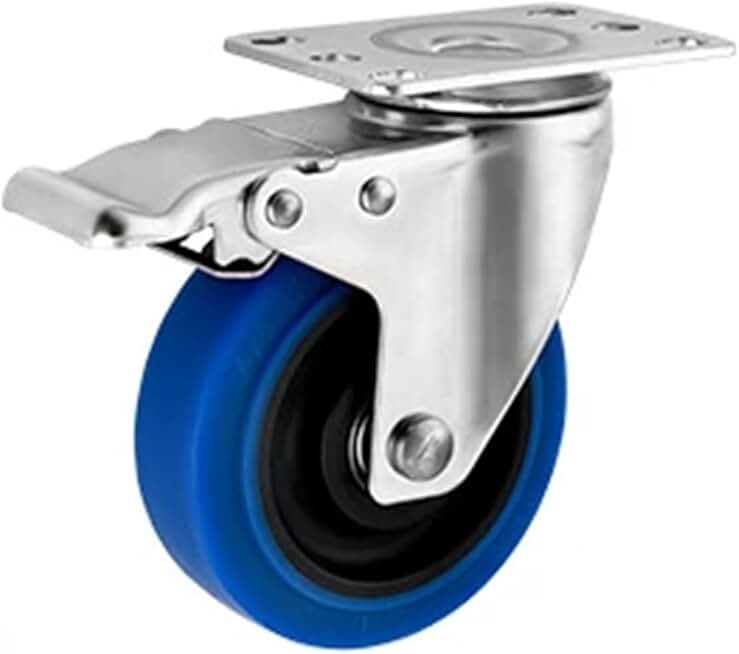 4 Pcs/Lot 304 Stainless Steel Casters Twin Shaft Rubber Universal Roller Silent Wheel Caster 300KG(Brake,4 Inch)