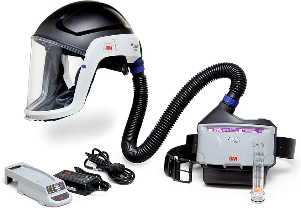 3M PAPR Respirator, Versaflo Powered Air Purifying Respirator Kit, TR-300N+ HIK, Heavy Industry, Hard Hat Assembly, All-in-One Respiratory Protection for Particulates, NIOSH Approved, Grinding