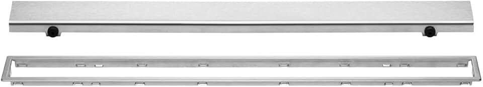 Schluter Kerdi-Line Brushed Stainless Steel Grate Assembly for Tile and Stone Coverings - Thick Coverings, Solid Design - 3/4