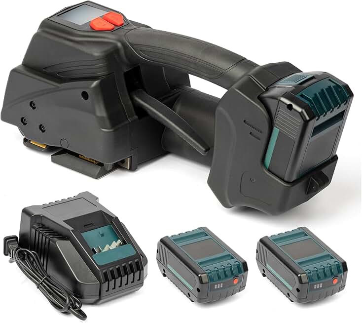 U.S. SOLID LED Touch Screen Electric Strapping Machine with 2pcs 5000mah Battery Powered for 0.5-0.625 in PP PET Automatic Banding Machine for Box Pallet