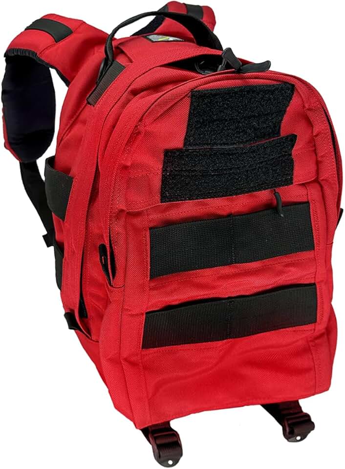 Atlas 46 Prescott Compact Tool Backpack, Red, 14 AIMS Slots, 2 Compartments with 5 Pockets, Padded Shoulder Straps - Berry Compliant - Made in the USA