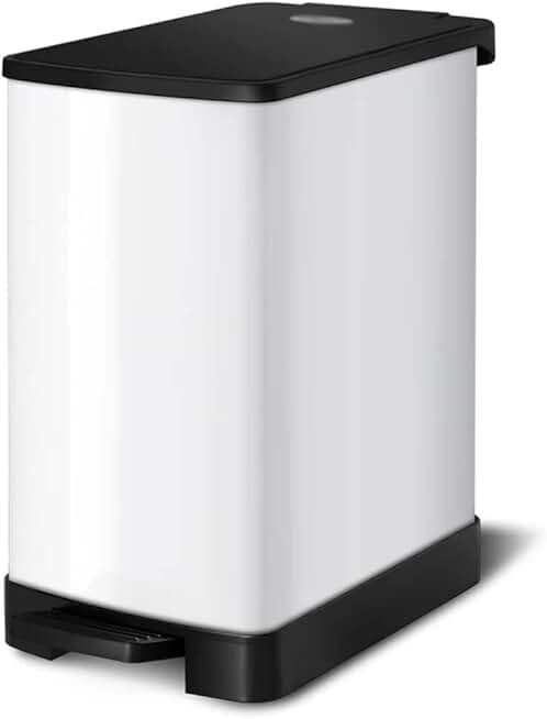 Step Bins Stainless Steel Satin Square Trash Can Garbage Storage Container Bathroom Kitchen Pedal Dustbin(20L)