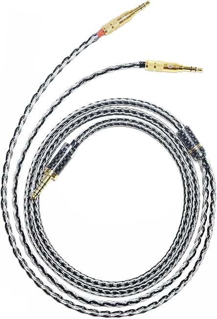 GUCraftsman 16 Strands 7N Single Crystal Copper/Silver Mixed Headphones Cables for Astell&Kern AKT1P AKT5P 2nd Denon AH-D5200 AH-D7200 AH-D9200 AH-D600 JVC HA-SW01 HA-SW02 Final D8000Pro (4.4mm Plug)