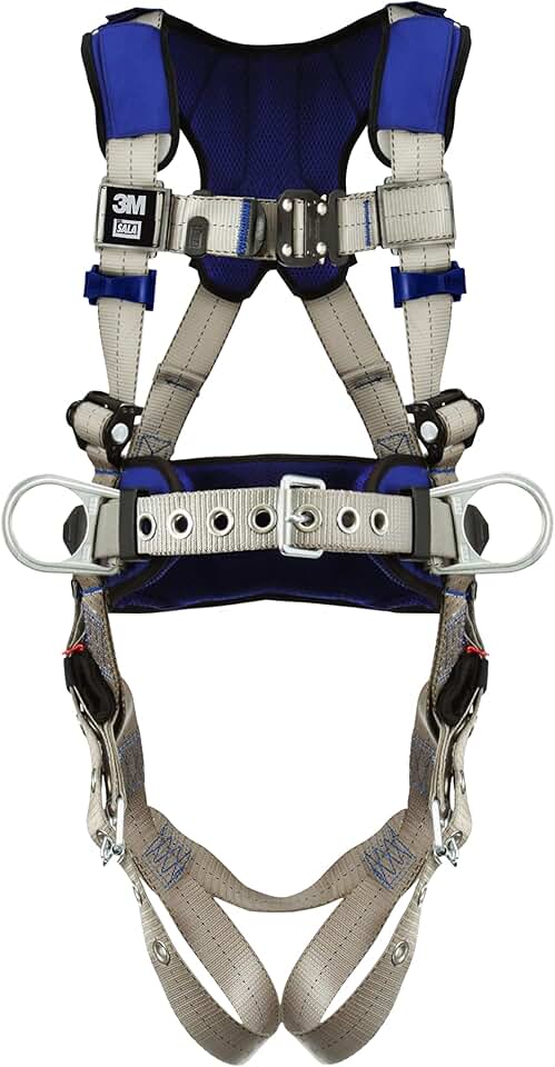 3M DBI-Sala ExoFit X100 Comfort Construction Positioning Safety Harness, OSHA, ANSI, 3 D-Ring Connections, Tongue Leg Buckles, Quick Connect Chest Buckle, 1401110, Small