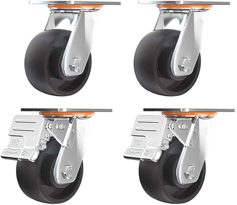 Caster Wheels Heavy Duty Swivelers Non-Slip Wear Resistant Forniture Plateer Wheels Iron Universal Swivel High Temperature Resistant Double Wheel Beacastor Wheels with Brakes