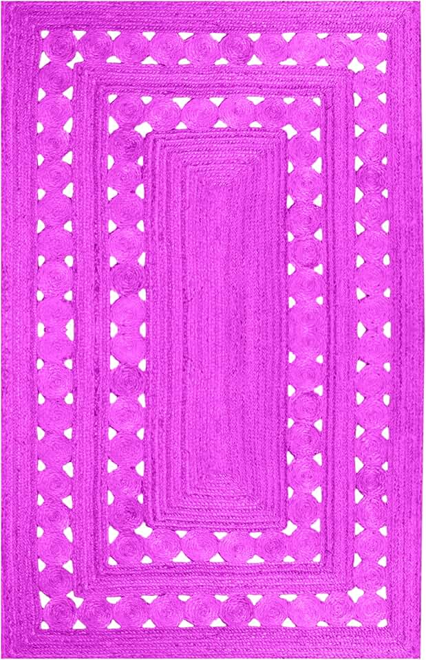 Kilim Rug 7' Square Rug Pink Pattern Braided Jute Rug Indoor Outdoor Rug Flatweave Rug High Traffic Area Bedroom Bedside Custom Mat Dining Table Doormat