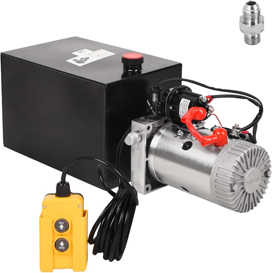 Hydraulic Power Unit 13 Quart, Hydraulic Pump Single Acting Metal Reservoir Dump Trailer Pump DC 12V 3200 PSI w/Remote Control for Dump Trailer Car Lifting