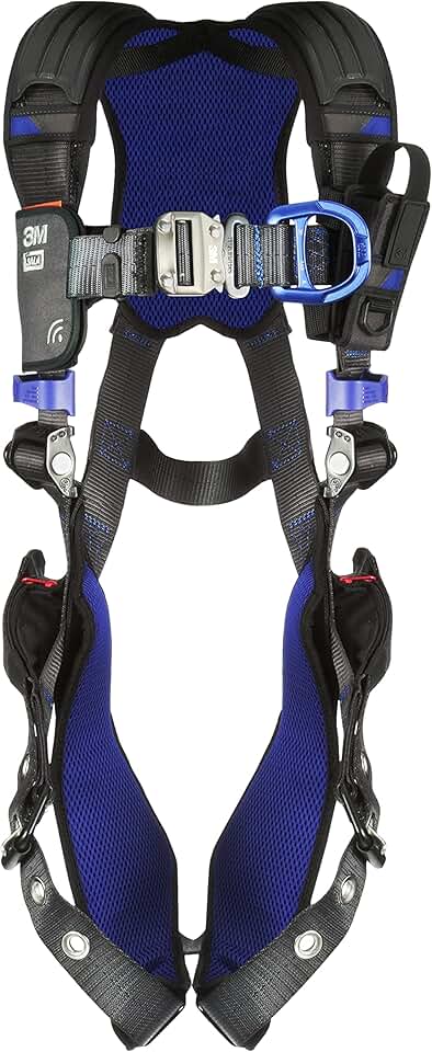 3M 1140134 DBI-SALA ExoFit X300 Comfort Vest Climbing Harness Fall Protection, OSHA, ANSI, General Industry, Aluminum Back and Front D-Ring, Leg Tongue Buckle, Medium