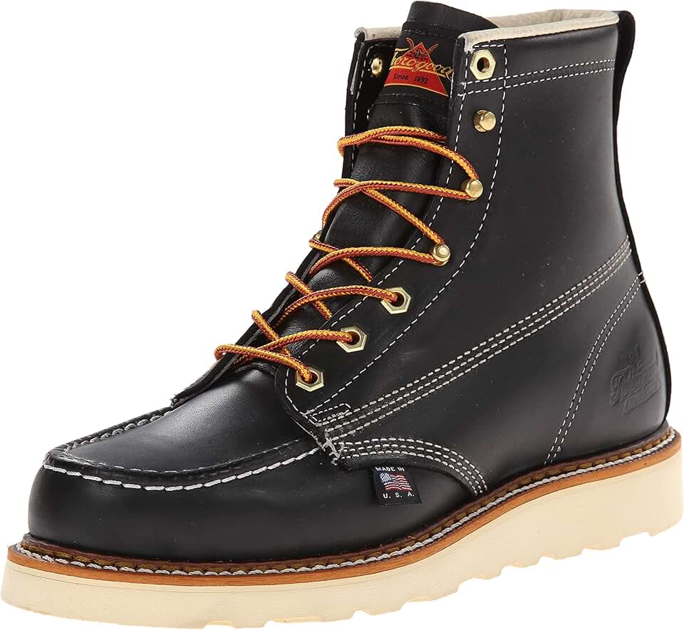 American Heritage 6” Moc Toe Work Boots for Men - Soft Toe, Premium Full-Grain Leather with Slip-Resistant Wedge Outsole and Comfort Insole; EH Rated